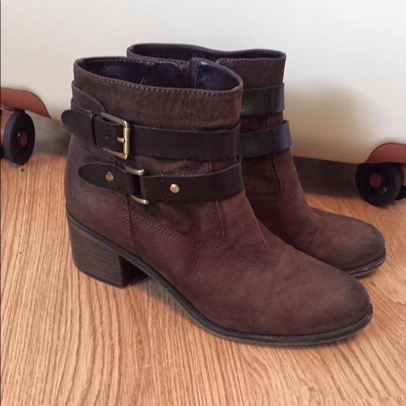 Size 9.5 Franco Sarto Leather Brown Boots - Picture 1 of 2